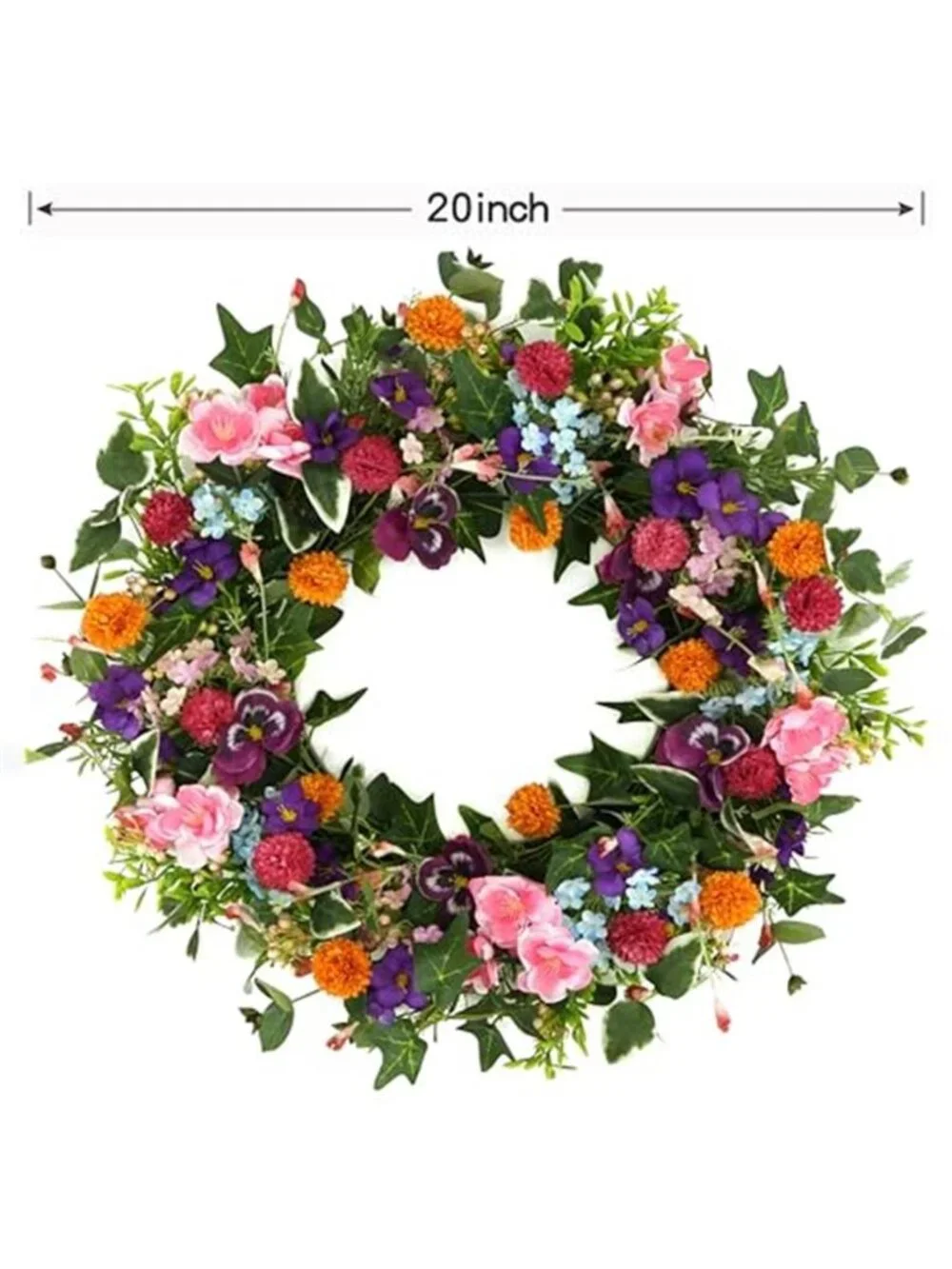 Spring Summer Wreaths for Front Door Pansy Wreath with Pink Cherry Blossoms